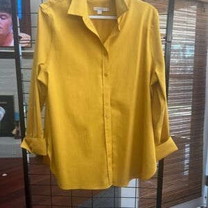 Chico's mustard color 3/4Sleeve Button-Down Shirt cuff detail